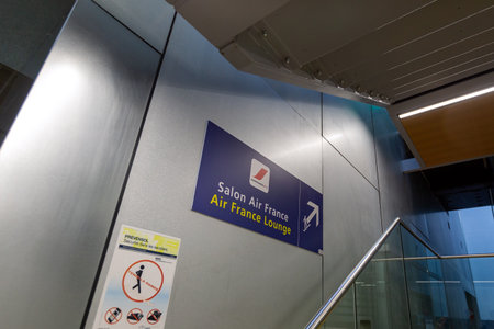 PARIS, FRANCE - April 11, 2022: Interior inside in Charles de Gaulle airportのeditorial素材