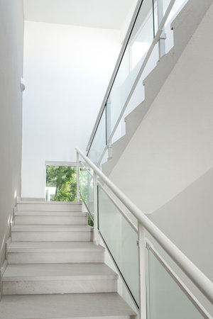 Building architecture with stars and white walls, contemporary designの写真素材