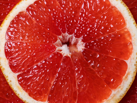 grapefruit slices. Close up fruit background. Nobodyの写真素材