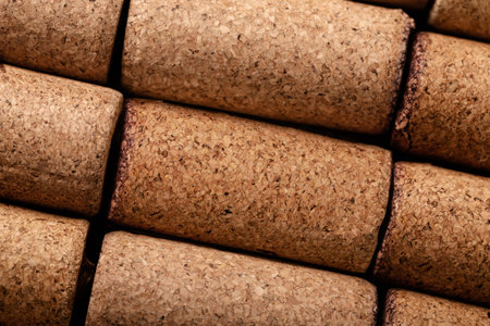 A lot of used wine corks, closeup. winery backgroundの写真素材