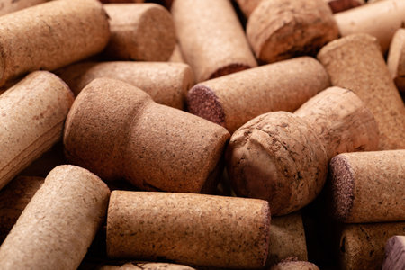 A lot of used wine corks, closeup. winery backgroundの写真素材