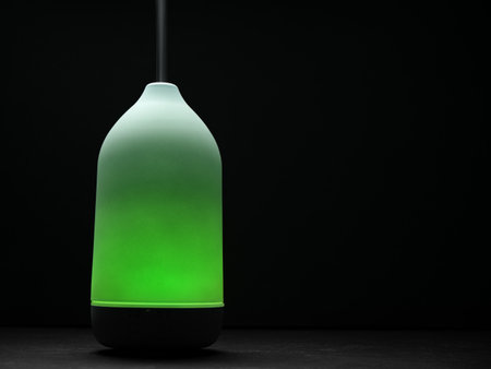 Diffuser diffusing steam on black background. close upの写真素材