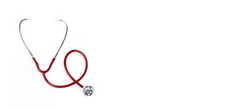Doctor stethoscope on white background, closeup. Nobodyの写真素材