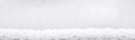 Snow on white background. Winter Copy space. Nobody. Long bannerの写真素材