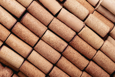 A lot of used wine corks, closeup. Winery backgroundの写真素材