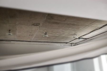 Installs a stretch ceiling, process of repairの写真素材