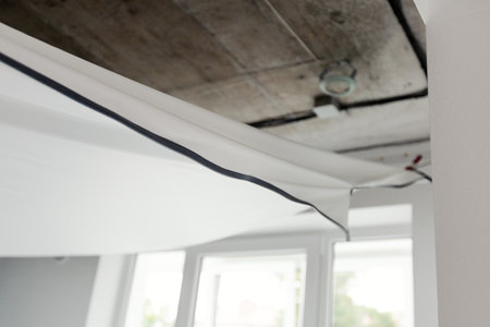 Installs a stretch ceiling, process of repairの写真素材