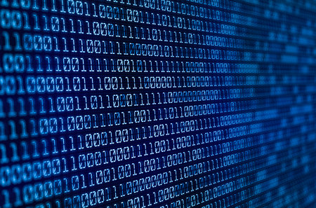 Blue Binary code Background. Digital and Secure Data Concept. Abstract Technology Illustrationの写真素材
