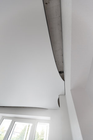Installs a stretch ceiling, process of repairの写真素材