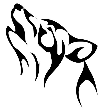 wolf howling. Blackのイラスト素材