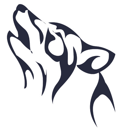 wolf howling. dark blueのイラスト素材