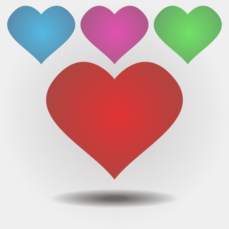 heart. red, pink, blue, green.のイラスト素材