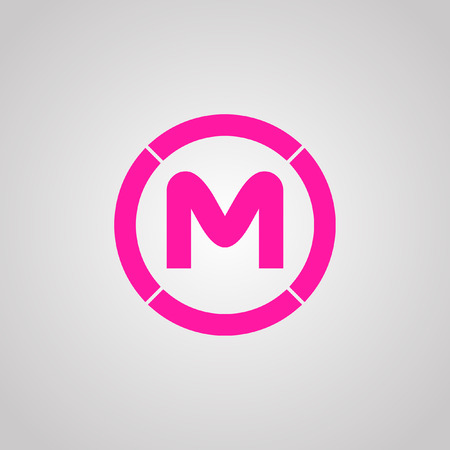 M. Flat web icon or sign isolated on grey background. Collection modern trend concept design style vector illustration symbol. in the circleのイラスト素材