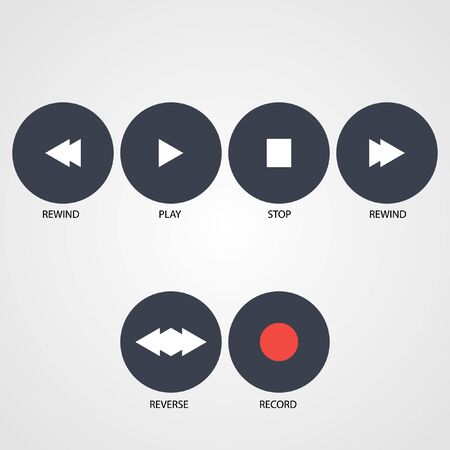 icons, buttons player. the play, pause .rewind, recordのイラスト素材