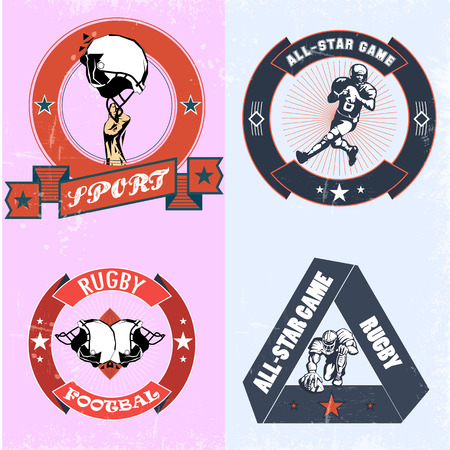 Rugby emblem, old school, retro, scratches easily cleaned, separately from the background. footballのイラスト素材