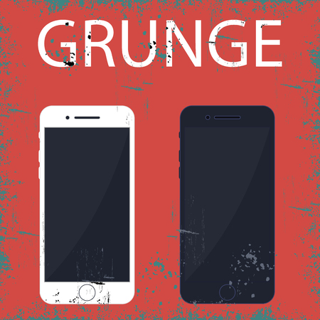 phone, white phone, black phone, grunge, icon, logo, poster, background.のイラスト素材
