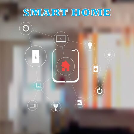 Smart home, Control of things the tablet. phone. Internet of things concept with vector illustrationのイラスト素材