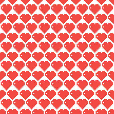 heart, heart made of squares, 8 bit heart, pattern, vector illustrationのイラスト素材