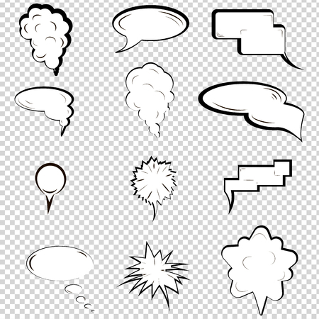 Speech bubbles icons collection of cloud oval rectangle and jagged shape contours abstract isolated vector illustrationのイラスト素材