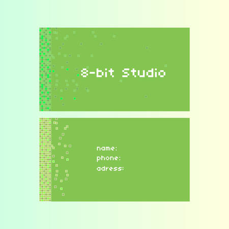 The business card. the main side, reverse side, green, cubes, 8-bit, abstractのイラスト素材