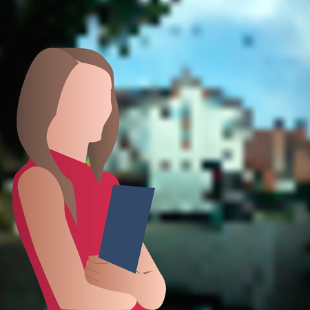 Girl with the folder in his hands.のイラスト素材