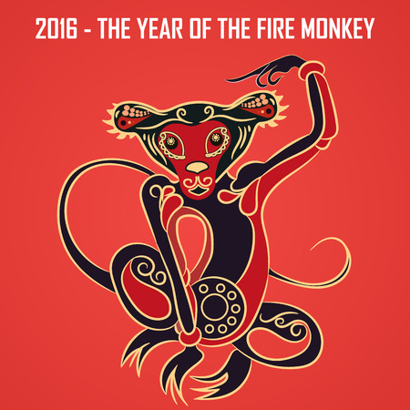 Monkey. 2016 the year of the fire monkey.のイラスト素材