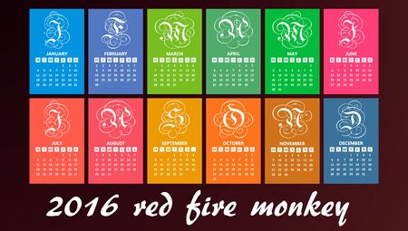 calendar 2016 - multicolor templateのイラスト素材