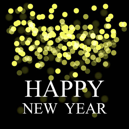 happy new year background. yellow white lights, bokeh background. Vector illustrationのイラスト素材