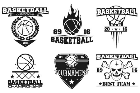 set basketball emblems and logosのイラスト素材