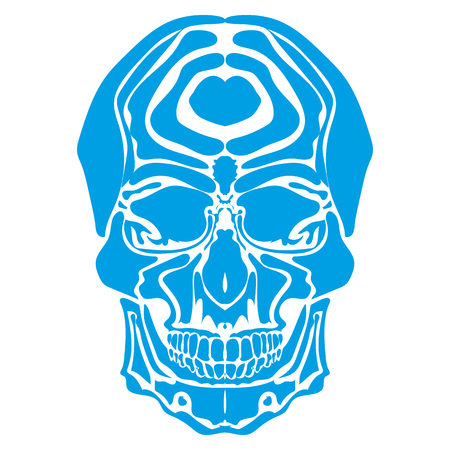 stylized human skull. the drawing hands. made in one color which allows the use of laser cuttingのイラスト素材