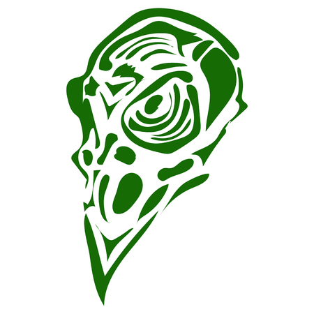 stylized skull of a bird. the drawing hands. made in one color which allows the use of laser cuttingのイラスト素材
