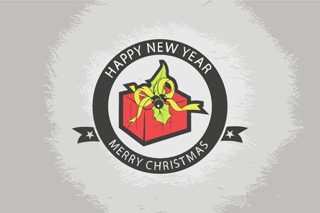 Christmas red gift. emblem.のイラスト素材