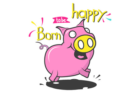 funny pig. Hand lettering.Vector printable poster with phrase.Design for clothing. Motivational quoteのイラスト素材