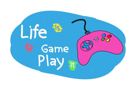 joystick. Doodles. life is a game play it.のイラスト素材