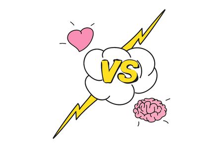Yellow outline versus sign like opposition. concept of confrontation, together, standoff, final fighting.のイラスト素材