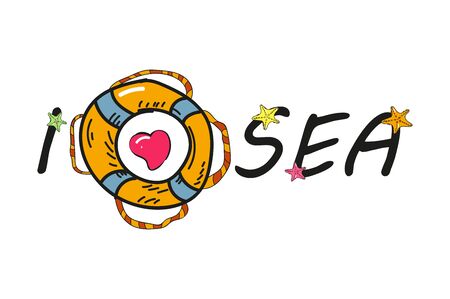 I love sea lifeline doodle illustration.のイラスト素材