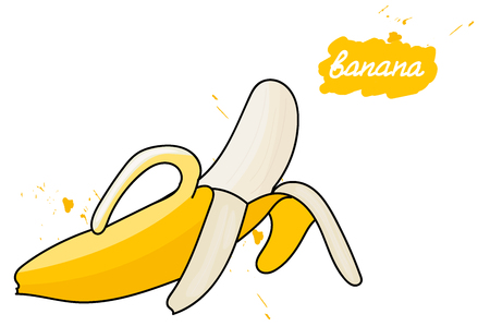 half peeled banana. the drawing hands.のイラスト素材
