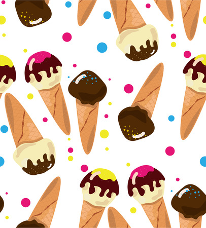 Seamless pattern. ice cream with colorful dots. the summer mood.のイラスト素材