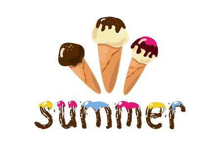 Ice cream on a white background. Summer. vector illustrationのイラスト素材