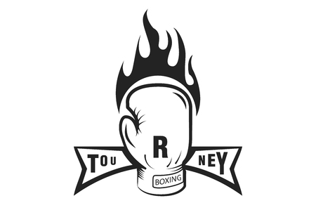 Boxing glove in the fire. Tournament. Monochrome style. Vector imageのイラスト素材