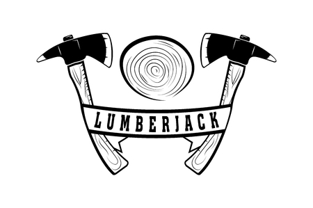 Lumberjack. Badge, emblem, logo. Monochrome style. Vector imageのイラスト素材