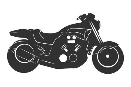 Black motorcycle. Isolated on a white background. Monochrome vector illustration.のイラスト素材