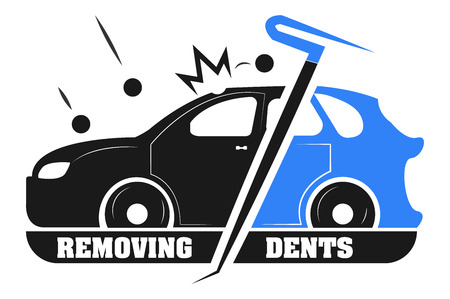 Removing dents from cars without painting. The logo of the company.のイラスト素材