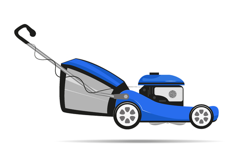 Lawnmower on wheels, blue. Vector illustration.のイラスト素材