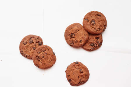 cookies with chocolate top viewの写真素材