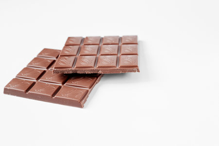 close up a chocolate bar isolated on white background