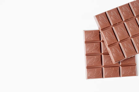 close up a chocolate bar isolated on white backgroundの写真素材