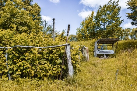 Wooden fence at ranch isolated over white backgroundの写真素材
