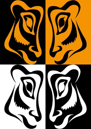 White black orange background with the stylized tigersのイラスト素材