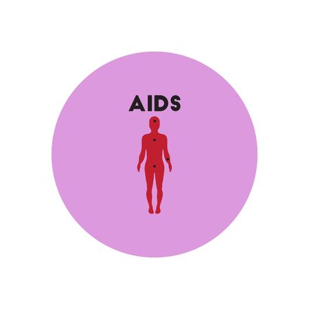 Vector icon  on  circle various symptoms of AIDS on the humanのイラスト素材